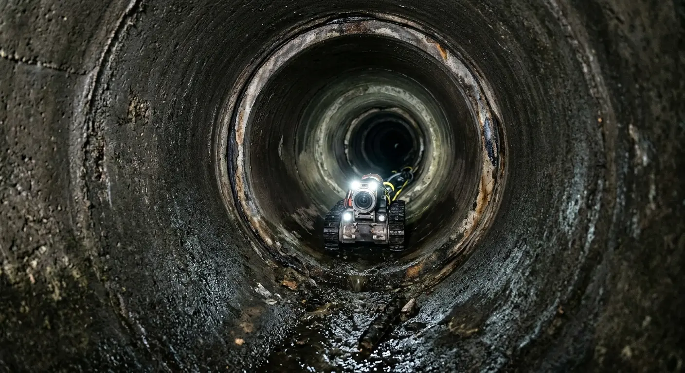 Robotic sewer camera inspecting pipe interior for Drain Snake Service in Sergeant Bluff